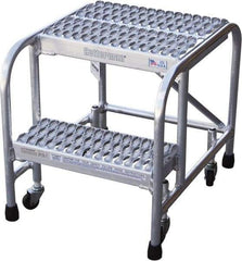 Cotterman - 20" 2 Step Rolling Warehouse Ladder - Rolling Safety Ladder, 350 Lb Capacity, 20" Platform Height, 18" Base Width x 23" Base Depth, Serrated - Apex Tool & Supply