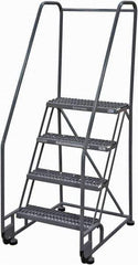 Cotterman - 70" 4 Step Rolling Warehouse Ladder - Tilt & Roll Safety Ladder, 450 Lb Capacity, 40" Platform Height, 28" Base Width x 37" Base Depth, Serrated Steel - Apex Tool & Supply