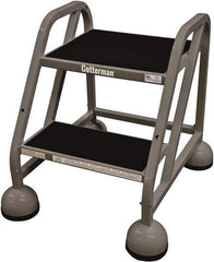 Cotterman - 33" 3 Step Rolling Warehouse Ladder - Rolling Steel Office Ladder, 450 Lb Capacity, 27" Platform Height, 25" Base Width x 34" Base Depth, Rubber Matted - Apex Tool & Supply