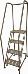 Cotterman - 70" 4 Step Rolling Warehouse Ladder - 50° Incline, 450 Lb Capacity, 40" Platform Height, 20" Base Width x 52" Base Depth, Perforated Tread - Apex Tool & Supply