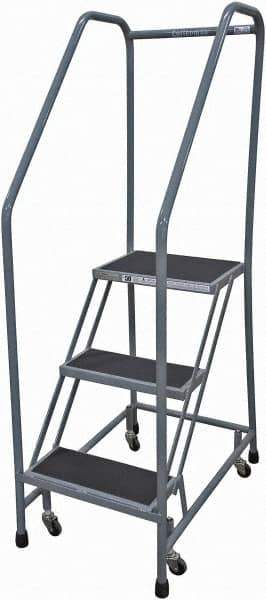 Cotterman - 60" 3 Step Rolling Warehouse Ladder - 50° Incline, 450 Lb Capacity, 30" Platform Height, 20" Base Width x 32" Base Depth, Perforated Tread - Apex Tool & Supply