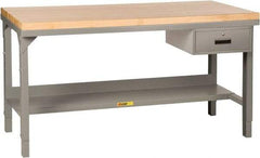 Little Giant - 60 Wide x 24" Deep x 51" High, 12 Gauge Steel Heavy-Duty Workbench with Pegboard Panel - Adjustable Height Legs, Gray - Apex Tool & Supply