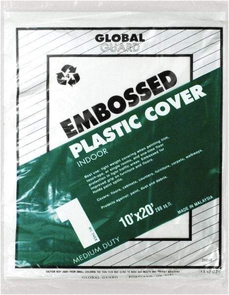 Premier Paint Roller - Medium Weight Plastic Drop Cloth - 20' x 10', 1 mil Thick, Off White - Apex Tool & Supply