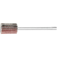 PFERD - 3/8" Diam x 5/8" Face Width, Aluminum Oxide Coated Mounted Flap Wheel - 1/8" Shank Mount, 120 Grit, 75,000 Max RPM - Apex Tool & Supply