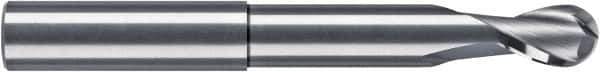 RobbJack - 1/4" Diam, 1/4" LOC, 2 Flute Solid Carbide Ball End Mill - Diamond-Like Carbon (DLC) Finish, Single End, 3" OAL, 1/4" Shank Diam, Spiral Flute - Apex Tool & Supply