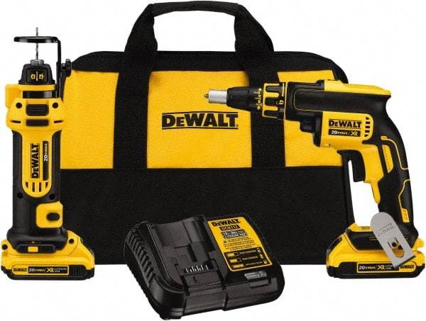 DeWALT - 20 Volt Cordless Tool Combination Kit - Includes Brushless Screwgun & Drywall Cutout Tool, Lithium-Ion Battery Included - Apex Tool & Supply
