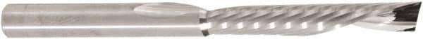 Amana Tool - 1/4" Cutting Diam x 1-1/2" Length of Cut, 1 Flute, Downcut Spiral Router Bit - Uncoated, Right Hand Cut, Solid Carbide, 3" OAL x 1/4" Shank Diam, 30° Helix Angle - Apex Tool & Supply