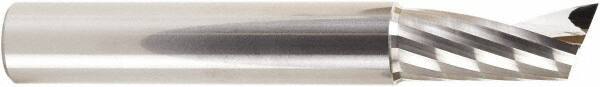 Amana Tool - 1/2" Cutting Diam x 1-1/8" Length of Cut, 1 Flute, Upcut Spiral Router Bit - Uncoated, Right Hand Cut, Solid Carbide, 3-1/2" OAL x 1/2" Shank Diam, 20° Helix Angle - Apex Tool & Supply