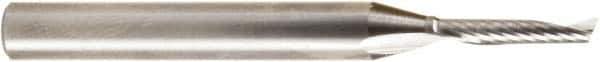 Amana Tool - 1/8" Cutting Diam x 5/8" Length of Cut, 1 Flute, Upcut Spiral Router Bit - Uncoated, Right Hand Cut, Solid Carbide, 2-1/2" OAL x 1/4" Shank Diam, 20° Helix Angle - Apex Tool & Supply