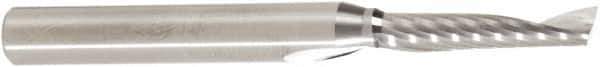 Amana Tool - 3/16" Cutting Diam x 7/8" Length of Cut, 1 Flute, Upcut Spiral Router Bit - Uncoated, Right Hand Cut, Solid Carbide, 2-1/2" OAL x 1/4" Shank Diam, 30° Helix Angle - Apex Tool & Supply