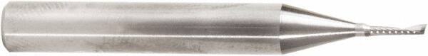 Amana Tool - 1/16" Cutting Diam x 1/4" Length of Cut, 1 Flute, Upcut Spiral Router Bit - Uncoated, Right Hand Cut, Solid Carbide, 2" OAL x 1/4" Shank Diam, 20° Helix Angle - Apex Tool & Supply