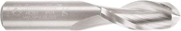 Amana Tool - 1/2" Cutting Diam x 1-1/4" Length of Cut, 2 Flute, Upcut Spiral Router Bit - Uncoated, Right Hand Cut, Solid Carbide, 3" OAL x 1/2" Shank Diam, Core Box, 30° Helix Angle - Apex Tool & Supply