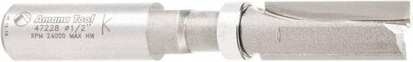 Amana Tool - 1/2" Cut Diam, 1-1/4" Length of Cut, 2 Flute Flush Trim Edge Profile Router Bit - Carbide-Tipped, 1/2" Shank Diam, 1" Shank Length, 3-1/2" OAL, Uncoated - Apex Tool & Supply