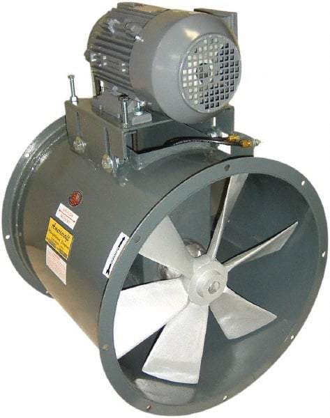 Americraft - 2 hp 30" TEFC Wet Location Belt Drive Tube Axial Duct Fan - 12,100 CFM at 0 Static Pressure, 1,176 RPM, Three Phase - Apex Tool & Supply