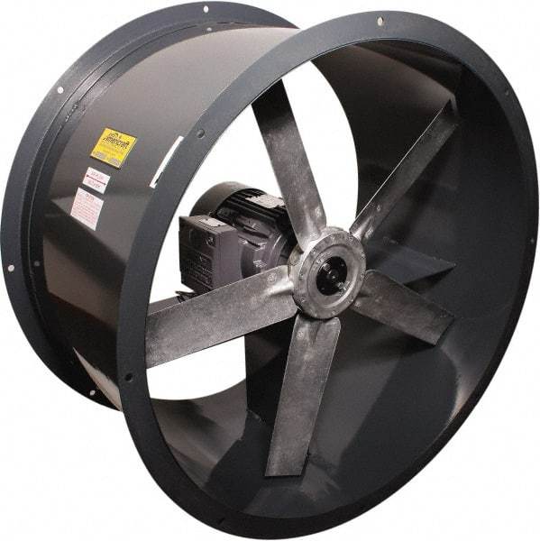 Americraft - 1/4 hp 12" TEFC Direct Drive Tube Axial Duct Fan - 1,180 CFM at 0 Static Pressure, 1,725 RPM, Three Phase - Apex Tool & Supply