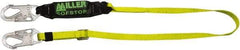 Miller - 6' Long, 310 Lb Capacity, 1 Leg Locking Snap Hook Harness Shock Absorbing Lanyard - 1-1/2" Diam, Polyester Webbing, Locking Snap Hook Anchorage Connection - Apex Tool & Supply