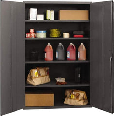 Durham - 4 Shelf Locking Storage Cabinet - Steel, 48" Wide x 24" Deep x 72" High, Gray - Apex Tool & Supply