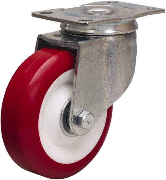 Hamilton - 4" Diam x 1-3/8" Wide x 5" OAH Top Plate Mount Swivel Caster - Polyurethane Mold on Polypropylene, 325 Lb Capacity, Sealed Precision Ball Bearing, 2-1/2 x 3-3/4" Plate - Apex Tool & Supply