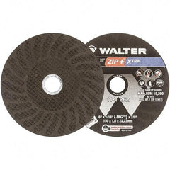 WALTER Surface Technologies - 6" 46 Grit Aluminum Oxide Cutoff Wheel - 1/16" Thick, 7/8" Arbor, 10,200 Max RPM, Use with Angle Grinders - Apex Tool & Supply