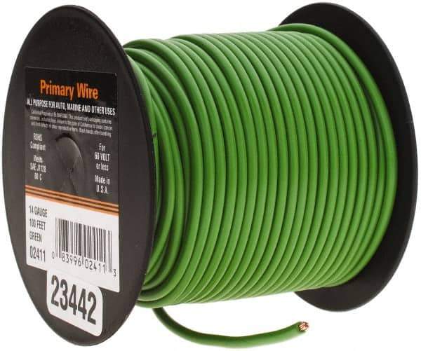 EastPenn - 14 AWG Automotive Plastic Insulated, Single Conductor Wire - 100' Long, Green - Apex Tool & Supply