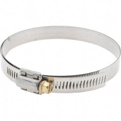 Made in USA - SAE Size 64, 3-9/16 to 4-1/2" Diam, Stainless Steel Protective Liner Worm Drive Clamp - Apex Tool & Supply