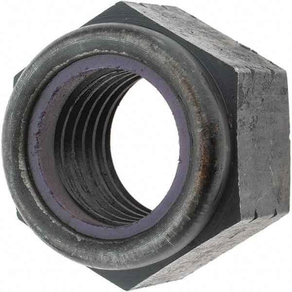 Value Collection - 1-1/8 - 7 UNC Grade 8 Hex Lock Nut with Nylon Insert - 1-5/8" Width Across Flats, 1-11/64" High, Uncoated - Apex Tool & Supply