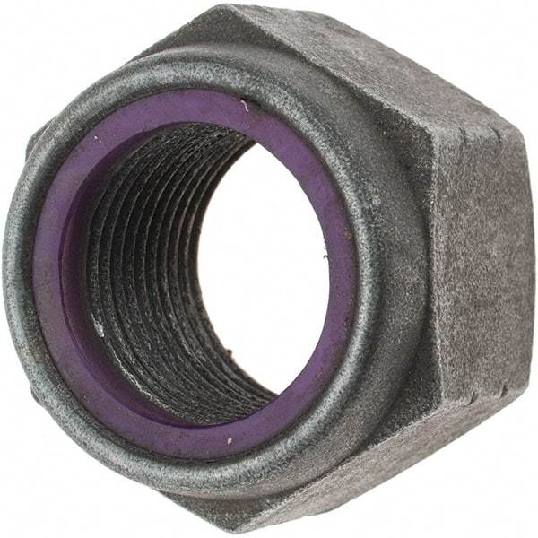 Value Collection - 1-1/8 - 12 UNF Grade 8 Hex Lock Nut with Nylon Insert - 1-5/8" Width Across Flats, 1-11/64" High, Uncoated - Apex Tool & Supply