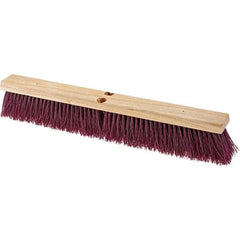 Value Collection - 24" Combo Duty Polypropylene Push Broom - 3" Bristle Length, Wood Block, Threaded Handle Connection, Handle Sold Separately - Apex Tool & Supply