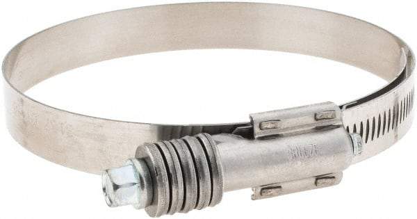 Made in USA - 3-3/4 to 4-5/8" Diam, Stainless Steel Auto-Adjustable Worm Drive Clamp - 5/6" Wide - Apex Tool & Supply