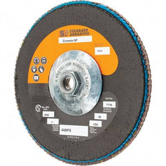 Camel Grinding Wheels - 80 Grit, 7" Disc Diam, 5/8-11 Center Hole, Type 29 Zirconia Alumina Flap Disc - 13,300 Max RPM, Arbor Attaching System, Coated - Apex Tool & Supply