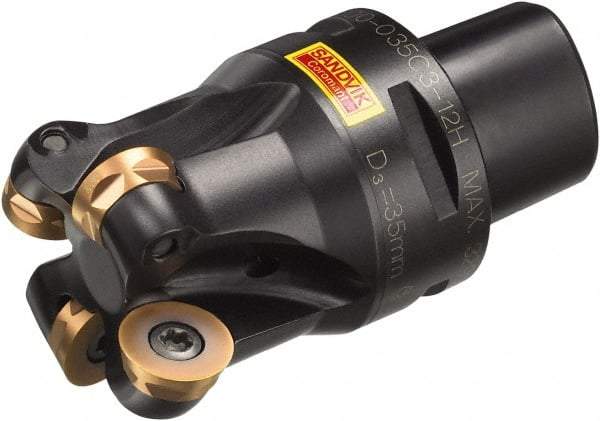 Sandvik Coromant - 4 Inserts, 1.1811" Cutter Diam, 0.2362" Max Depth of Cut, Indexable High-Feed Face Mill - 2.9134" High, R300..Cx Toolholder, R300-1240.. Inserts, Series CoroMill 300 - Apex Tool & Supply