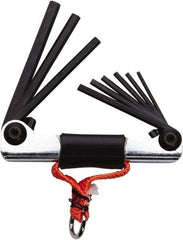 Proto - 6 Piece Fold-Up Tethered Hex Key Set - Hex Range 3 to 10mm, Steel - Apex Tool & Supply