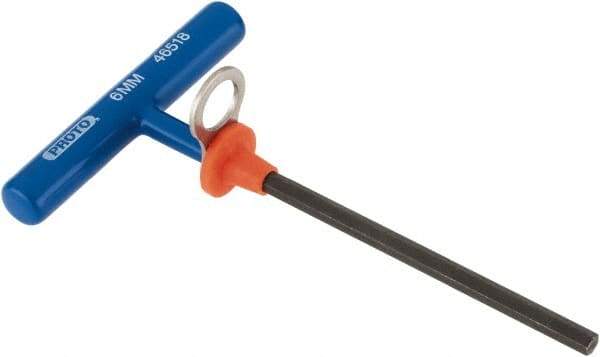 Proto - 6mm Hex, Tethered T-Handle Cushion Grip, Hex Key - 6" OAL, Alloy Steel, Metric System of Measurement - Apex Tool & Supply