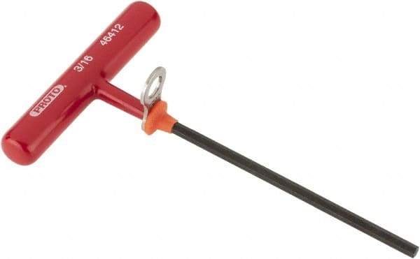 Proto - 3/16" Hex, Tethered T-Handle Cushion Grip, Hex Key - 6" OAL, Alloy Steel, Inch System of Measurement - Apex Tool & Supply