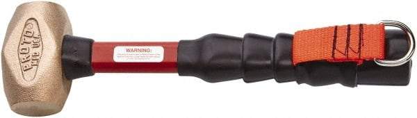 Proto - 41.6 oz Head 1-3/4" Face Brass Hammer - 13-3/4" OAL, Fiberglass Handle with Grip - Apex Tool & Supply