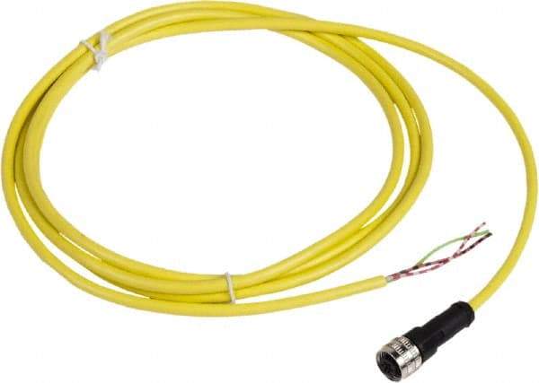Telemecanique Sensors - 4 Amp, 1/2-20 UNF 3 Pin Female Straight Cordset Sensor and Receptacle - 250 VAC, 300 VDC, 2m Cable Length, IP67 Ingress Rating - Apex Tool & Supply