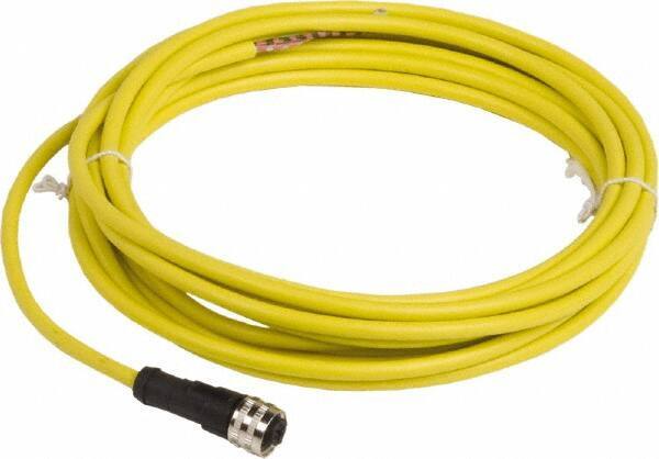 Telemecanique Sensors - 4 Amp, 1/2-20 UNF 3 Pin Female Straight Cordset Sensor and Receptacle - 250 VAC, 300 VDC, 5m Cable Length, IP67 Ingress Rating - Apex Tool & Supply