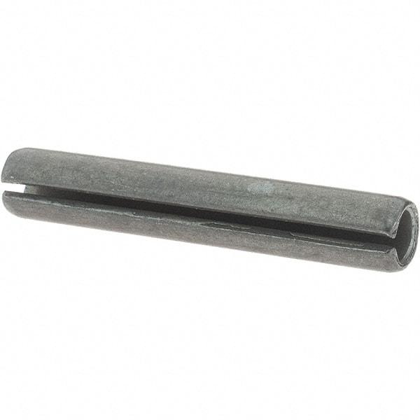 Made in USA - 1/4" Diam x 1-1/2" Long Slotted Spring Pin - Grade 1070-1090 Alloy Steel, Black Oxide Finish - Apex Tool & Supply