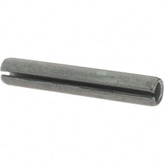 Made in USA - 1/4" Diam x 1-1/2" Long Slotted Spring Pin - Grade 1070-1090 Alloy Steel, Black Oxide Finish - Apex Tool & Supply