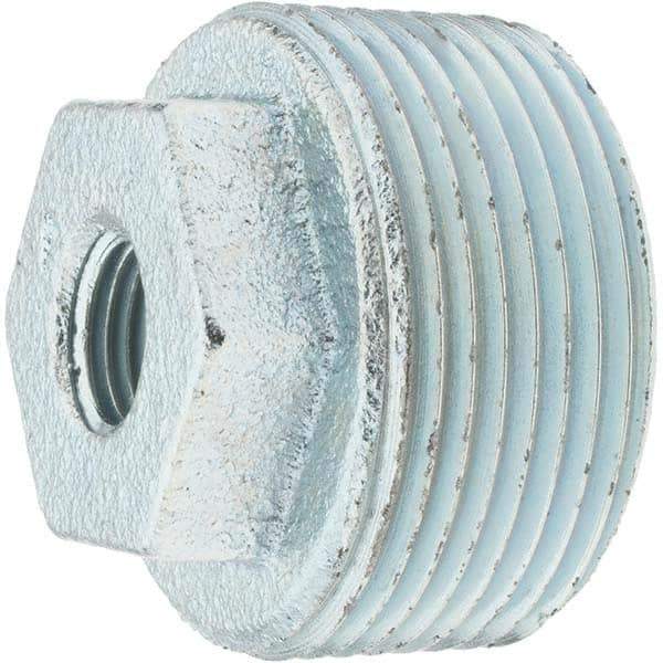 Made in USA - Size 1-1/4 x 1/4", Class 150, Malleable Iron Galvanized Pipe Hex Bushing - 150 psi, Threaded End Connection - Apex Tool & Supply