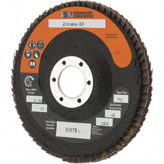 Camel Grinding Wheels - 40 Grit, 4-1/2" Disc Diam, 7/8" Center Hole, Type 29 Zirconia Alumina Flap Disc - Arbor Attaching System, Coated - Apex Tool & Supply