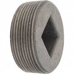 Made in USA - Class 150, 2" Black Pipe Countersunk Square Plug - Threaded, Malleable Iron - Apex Tool & Supply