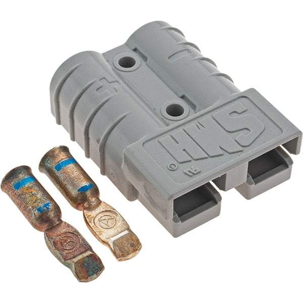 Made in USA - 6 AWG, 600 V, 50 A, Silver-Plated Copper Battery Connector - Gray - Apex Tool & Supply