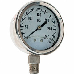 Value Collection - 2-1/2" Dial, 1/4 Thread, 0-300 Scale Range, Pressure Gauge - Apex Tool & Supply