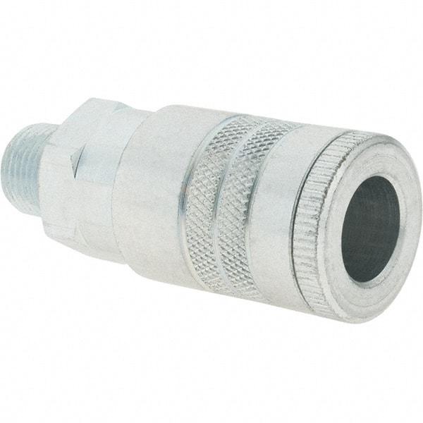Parker - 3/8-18 Male NPTF Tru-Flate Automotive Pneumatic Hose Coupler - Steel, 1/2" Body Diam - Apex Tool & Supply