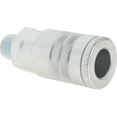 Parker - 3/8-18 Male NPTF Tru-Flate Automotive Pneumatic Hose Coupler - Steel, 1/2" Body Diam - Apex Tool & Supply