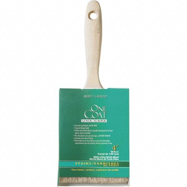 Krylon - 11/16" Flat White China Bristle Wall Brush - 4" Bristle Length, 3-1/4" Wood Beavertail Handle - Apex Tool & Supply