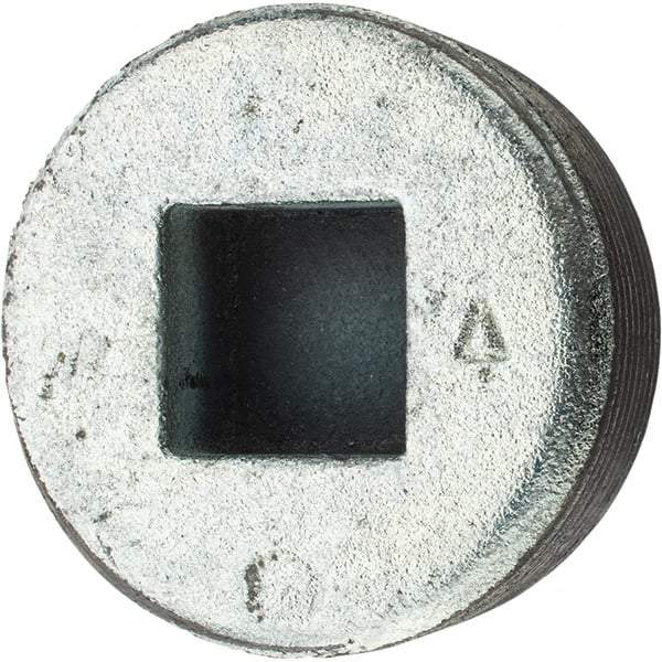 Made in USA - Size 2", Class 150, Malleable Iron Galvanized Pipe Countersunk Square Plug - 150 psi, Threaded End Connection - Apex Tool & Supply