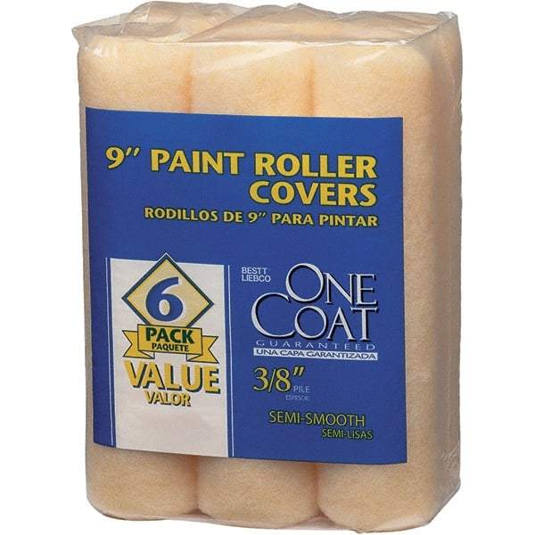 Krylon - 3/8" Nap, 9" Wide Paint Roller Cover - Semi-Smooth Texture, Polyester & Knitted - Apex Tool & Supply