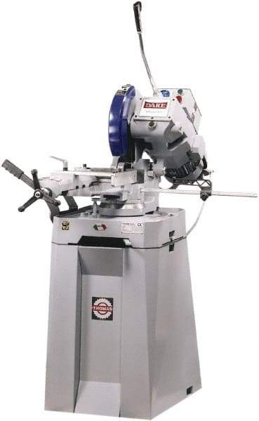 Dake - 2 Cutting Speeds, 14" Blade Diam, Cold Saw - 22 & 88 RPM Blade Speed, Floor Machine, 3 Phase, Compatible with Ferrous/Non-Ferrous Material - Apex Tool & Supply